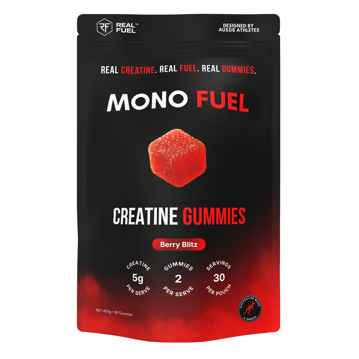 MONO FUEL Creatine Gummies pouch, Berry Blitz, 5g creatine monohydrate per serve