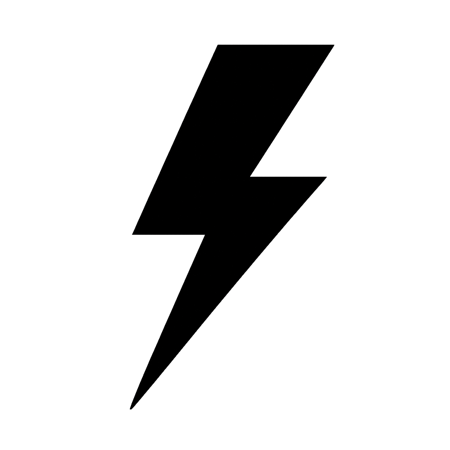 Black lightning bolt icon representing energy and performance.
