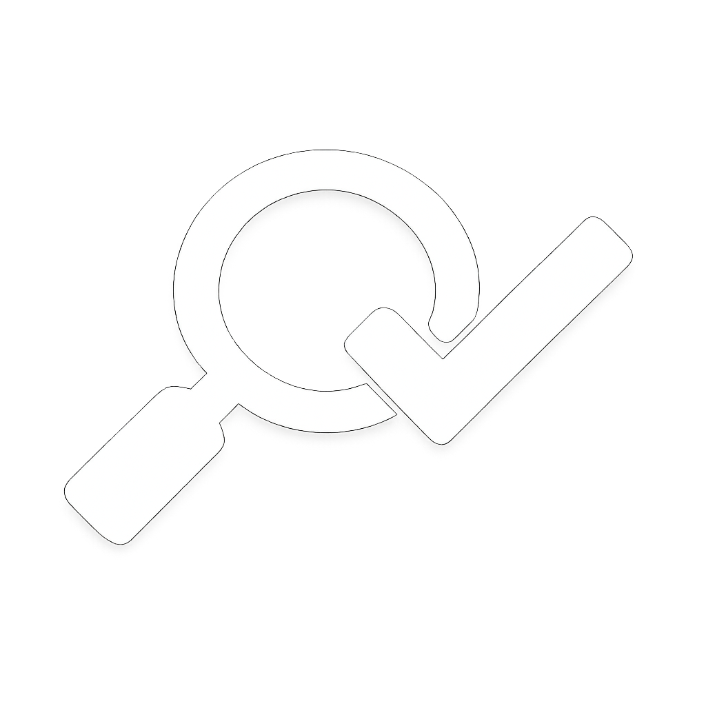 Magnifying glass with check mark icon representing clinically studied creatine monohydrate ingredient.