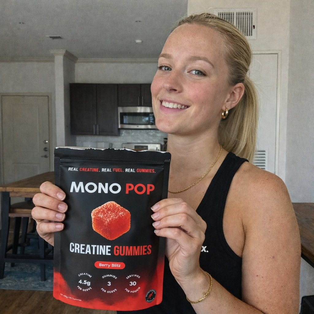 Customer review for Mono Fuel creatine gummies highlighting positive experience and results.