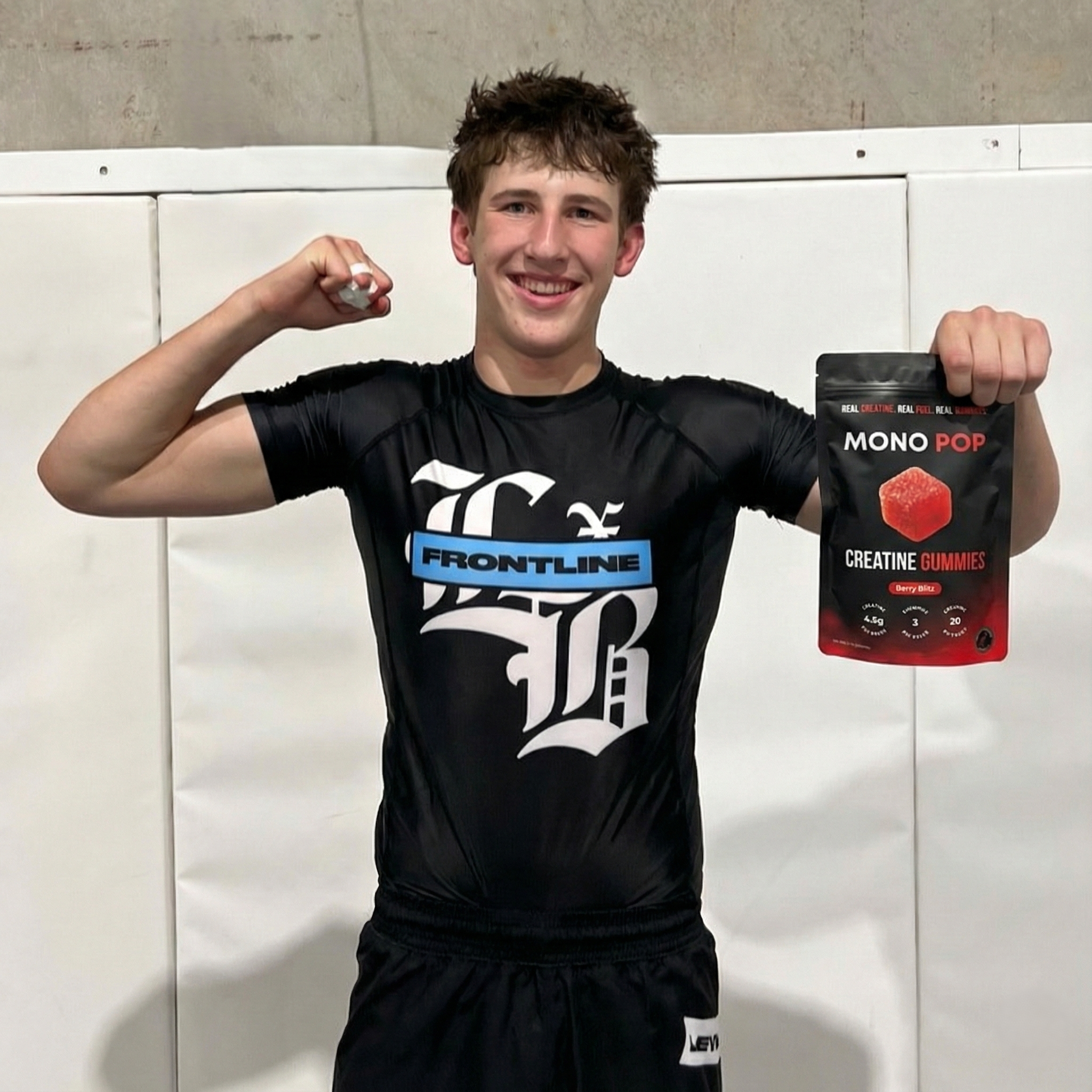 Customer review for Mono Fuel creatine gummies highlighting positive experience and results.